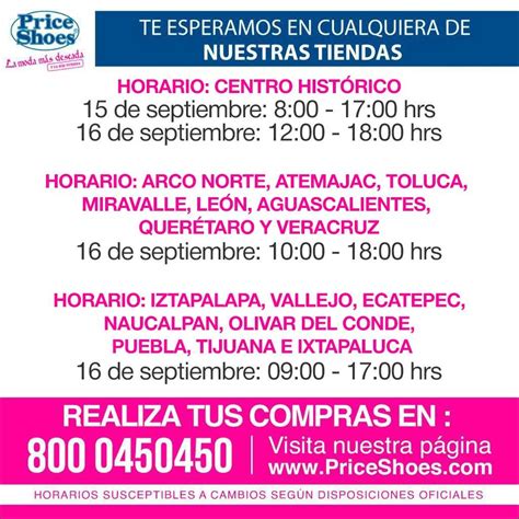 horario de price shoes periférico|precio shoes usa.